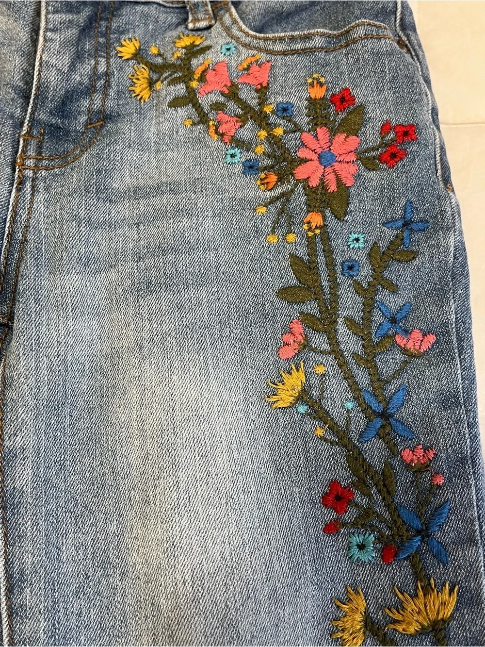 Cherokee Light Blue Skinny Jean with Floral Embroidery